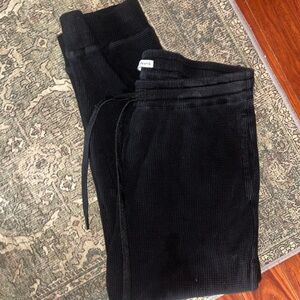 Black Women's waffle knit reformation lounge pant